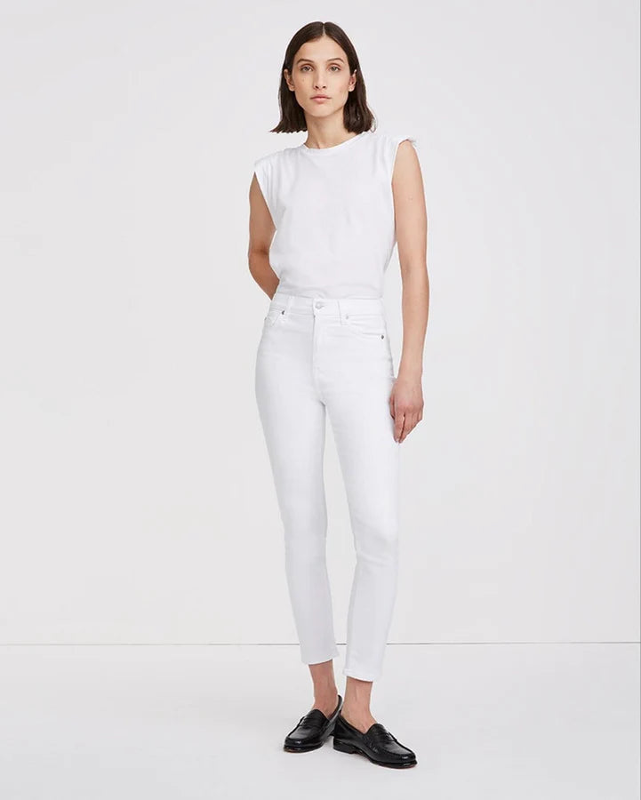 7 For All Mankind - Slim Illusion High Waist Ankle Skinny Jean Luxe White