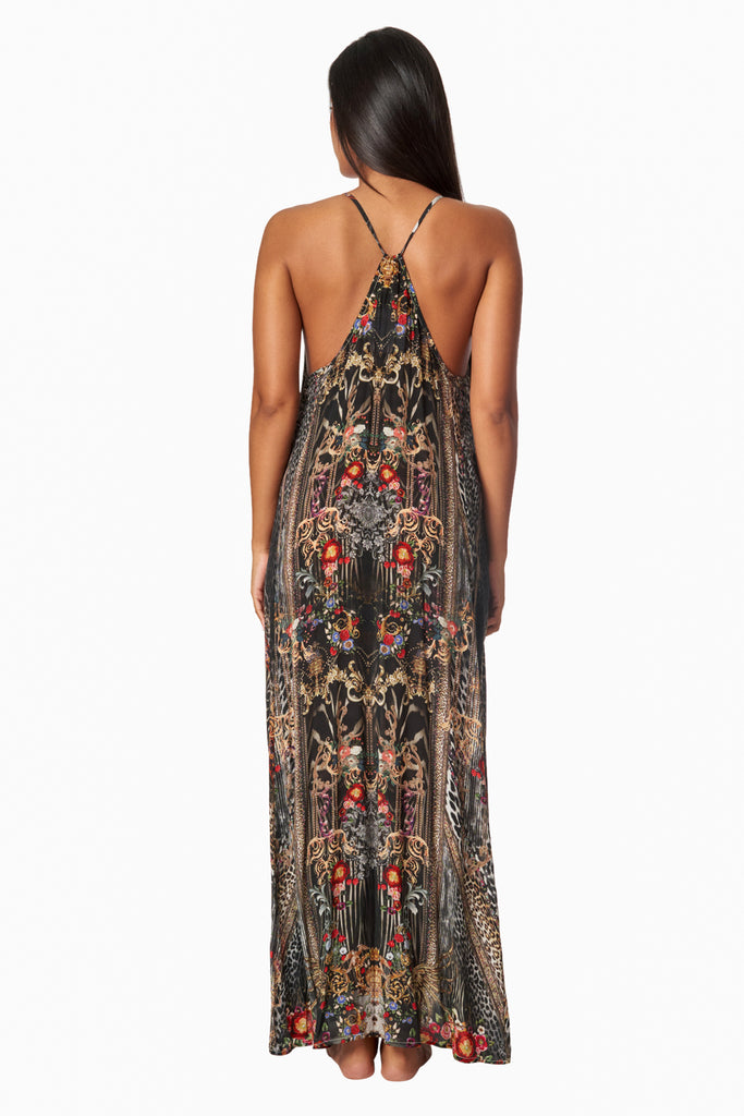 La Moda Clothing - Eclectic Jungle T-Back Maxi Dress