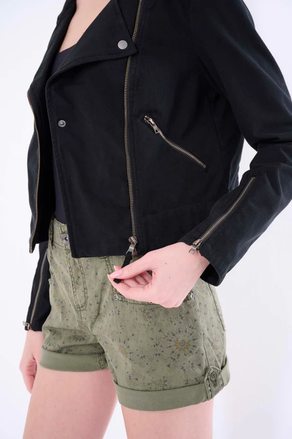 Marrakech Layla Solid Knit Moto Jacket Black Details
