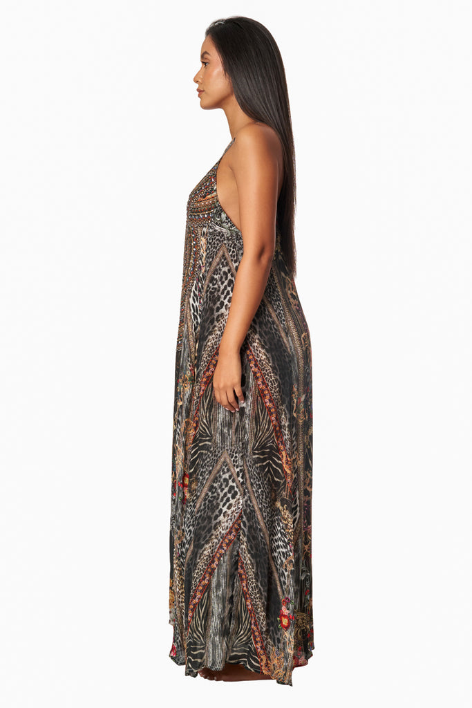La Moda Clothing - Eclectic Jungle T-Back Maxi Dress