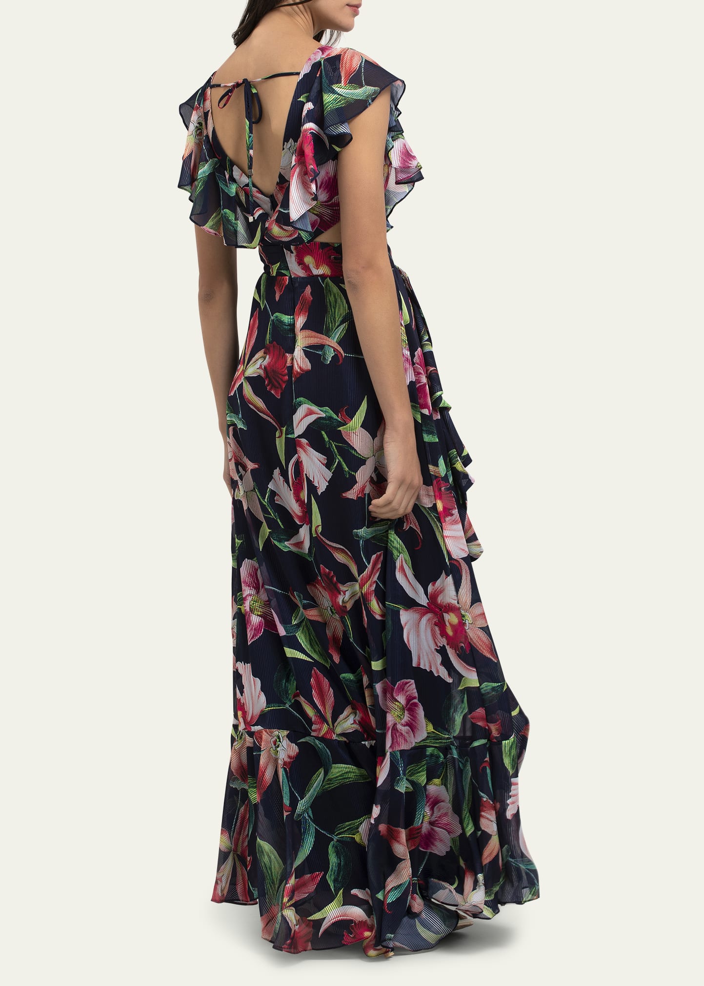 Laelia Ruffle V-Neck Maxi Dress Midnight