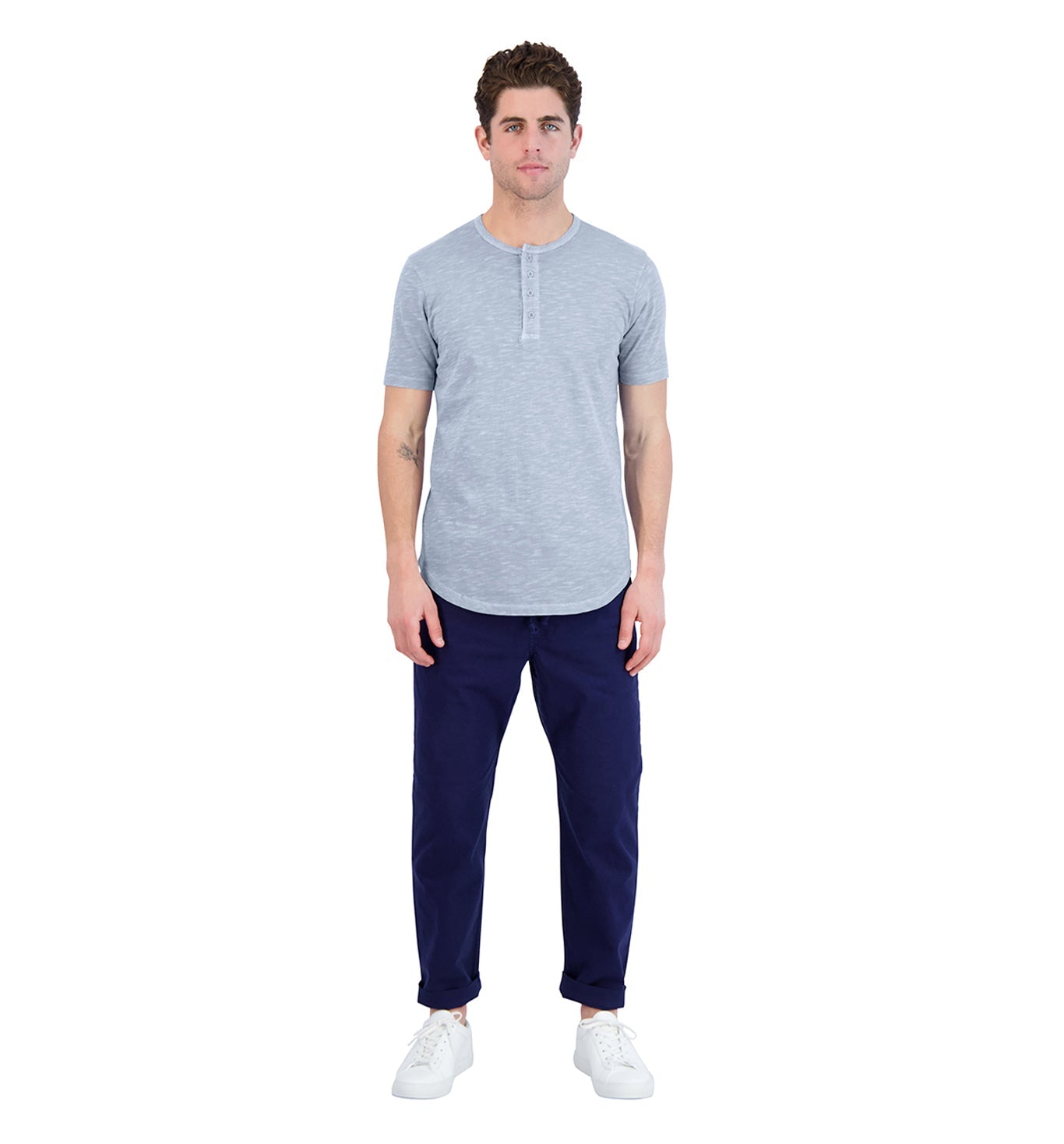 GoodLife Sun-Faded Slub Scallop Henley Riverside Blue