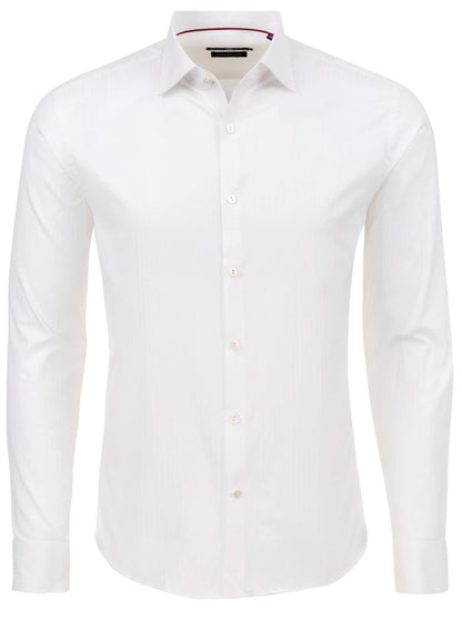 Tonal Stripe Long Sleeve Shirt White - Stone Rose