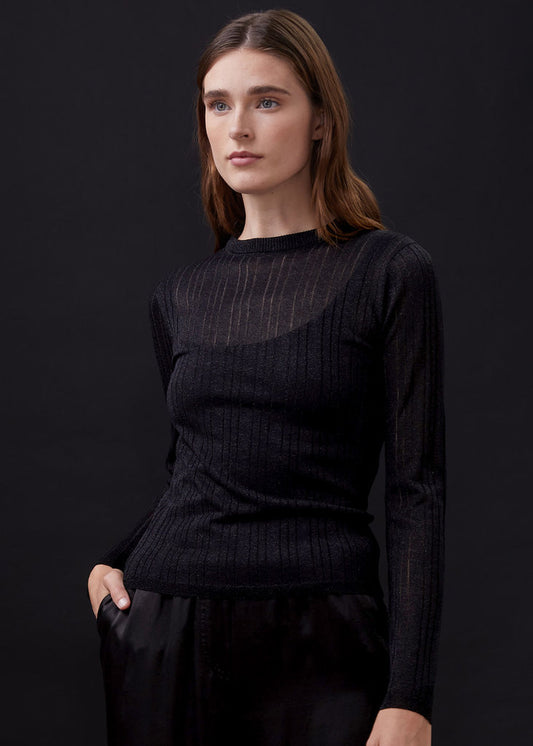Lurex Fitted Sweater Top - Monrow