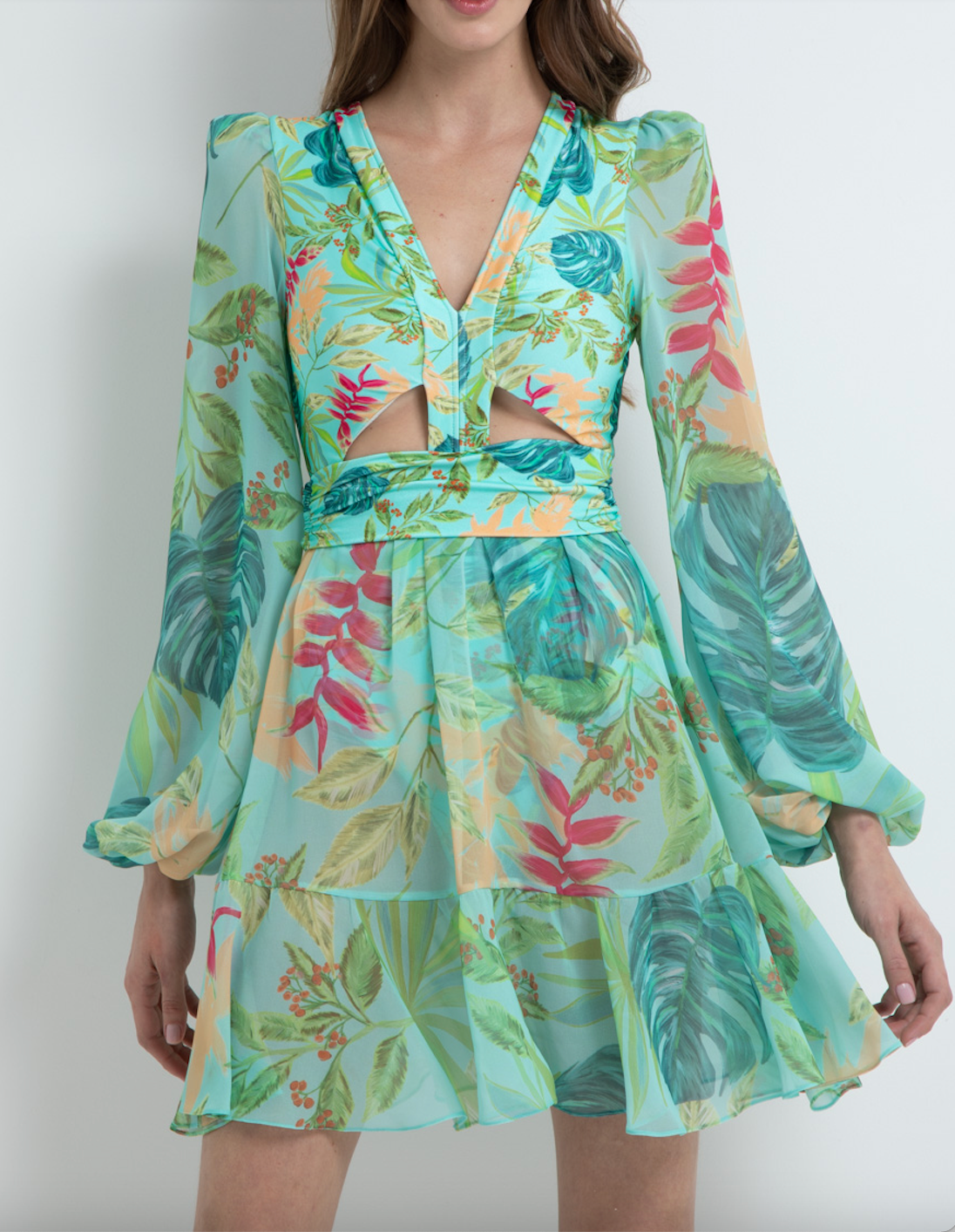 Tropicalia Long Sleeve Mini Dress - PatBO