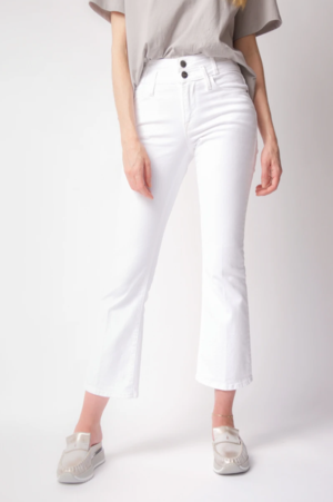 Crop Mini Boot Double Band Jeans White - FRAME